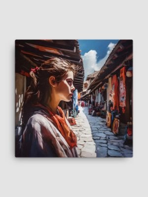 Krujë Bazaar Street - Digital Oil Print on Canvas